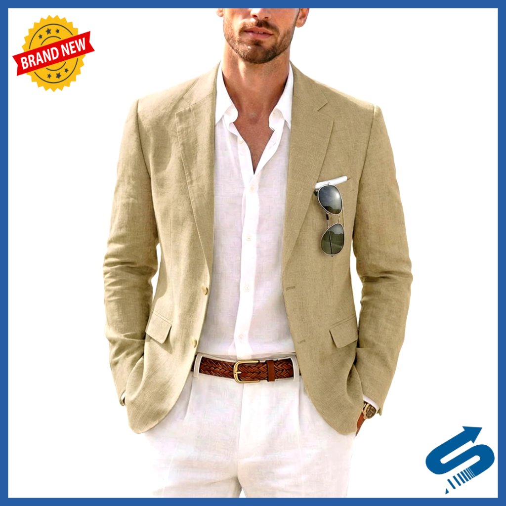 Men's Linen Blazer Sport Coat Slim Fit Lightweight Casual Business Jacket